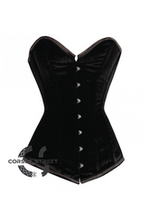 Black Velvet Gothic Burlesque Bustier Waist Training LONG Overbust Plus Size Corset Costume